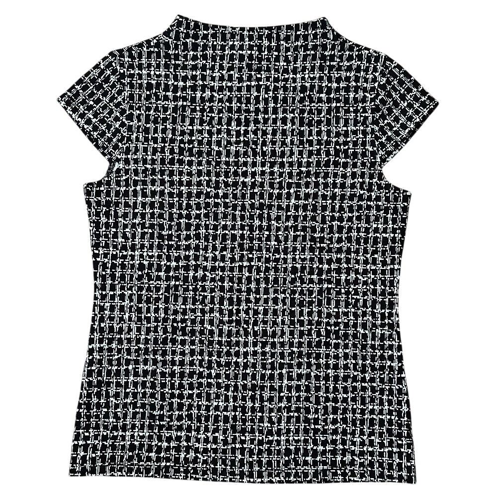 NWT Ann Taylor Mock Neck Cap Sleeve Black & White Plaid Blouse Small